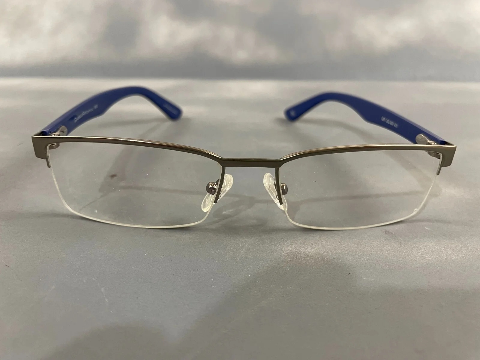 Gamma Ray Optics Eyeglasses GR OG-007-C1 M06 Silver Black Rectangular 55-17-145 2